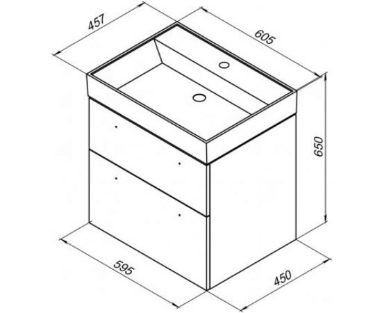 Aquanet Тумба Nova 60 2 ящ. цв.дуб рошелье 00249915 – изображение 2