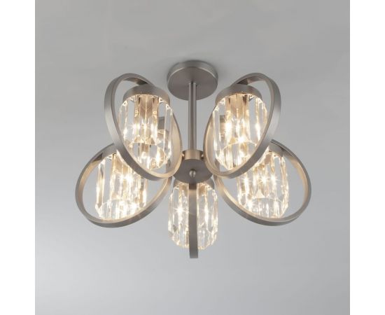 Eurosvet 10095 5 потолочный светильник сатин никель прозрачный хрусталь Strotskis 00000086303 – изображение 3