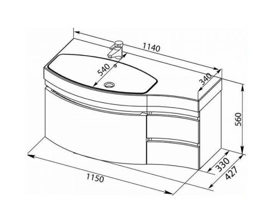 Aquanet Раковина-столешница Опера 115 левая 00169398 – изображение 3