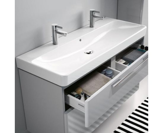 GEBERIT 500.253.01.1 Smyle Square Раковина 120х48 см, 2 отв. под смеситель 00000072634 – изображение 4