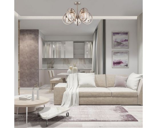 Eurosvet 10095 5 потолочный светильник сатин никель прозрачный хрусталь Strotskis 00000086303 – изображение 4