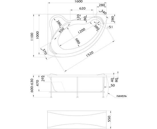1Marka Ванна CATANIA 160х110 R 01кт1610п – изображение 4