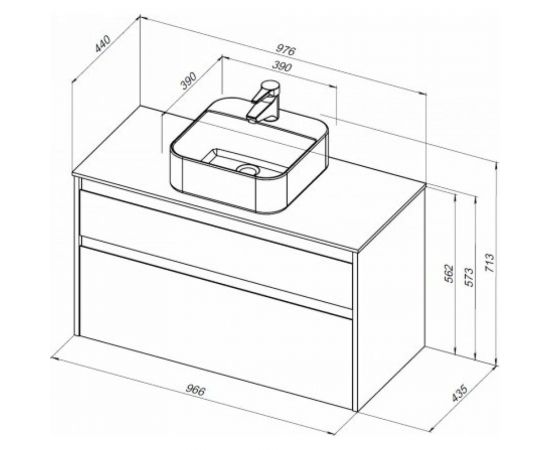 Aquanet Тумба Nova Lite 100 2 ящ. цв. бел. глянец 00242581 – изображение 4