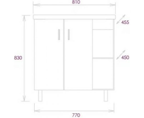 Onika Тумба с раковиной ТИМБЕР 80.10 белый мат./дуб сонома 108045 – изображение 7