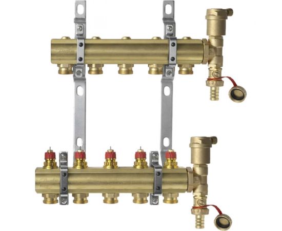 DANFOSS Комплект коллекторов FHF-5 set с кронштейнами и воздухоотводчиками, 5 контуров 088U0705 