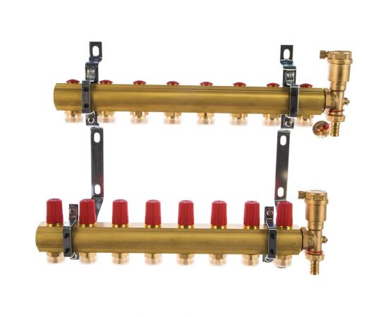 DANFOSS Комплект коллекторов FHF-8 set с кронштейнами и воздухоотводчиками, 8 контуров 088U0708 