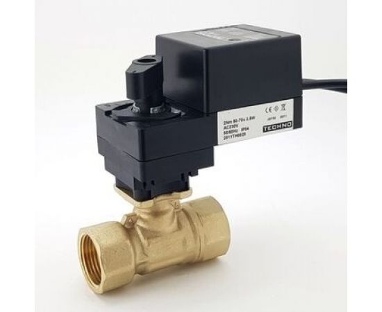 TECHNO HK225-04AN/24V двухходовой шаровый кран DN25, резьба G1 с электроприводом 4Нм, 24В, 612253 