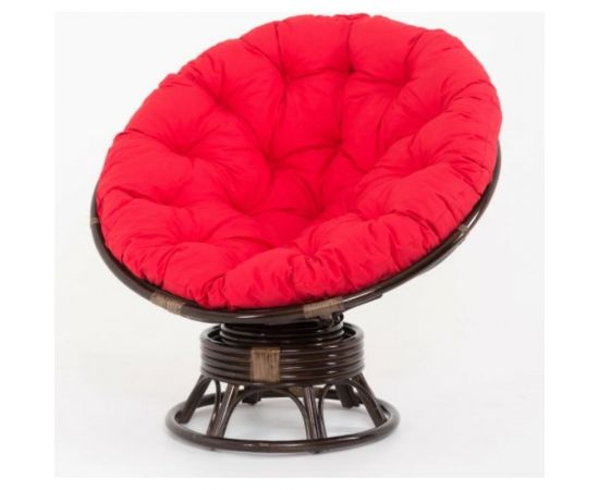Vinotti Кресло-качалка "PAPASAN" 23/01В Темный Коньяк Красная Подушка 