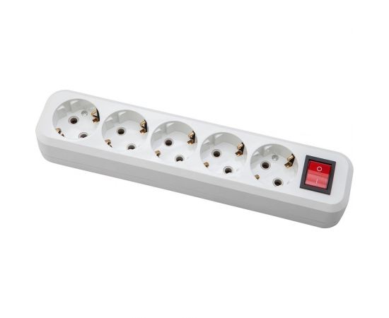 Розеточная колодка АБК-СИЛА 5 гнезд с заземлением и выключателем 16А/220В белая 1 шт 5402505 