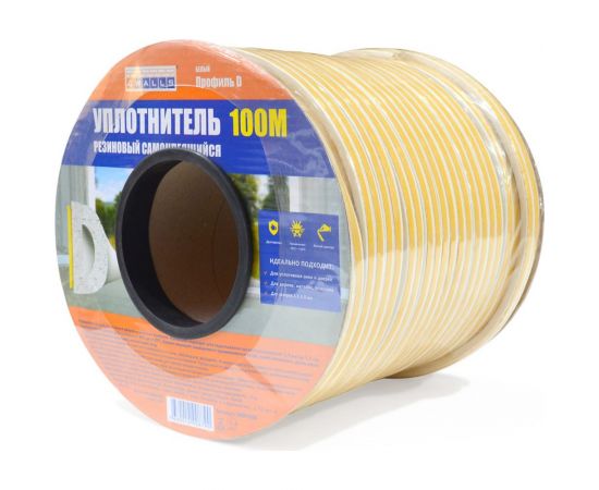 4walls Уплотнитель резиновый D-профиль, 89 мм, 100м, белый, 8 шт 115781 