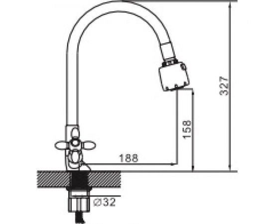 Смеситель для кухни Эверест с гибким изливом, крепление гайка B57-071E – изображение 2