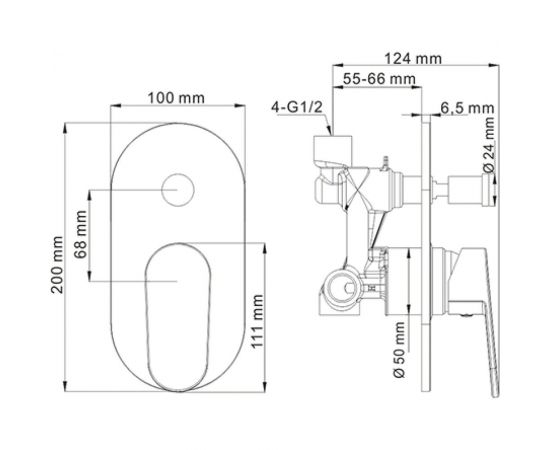 WasserKRAFT Donau Смеситель для ванны и душа 5361 – изображение 3
