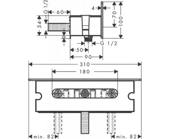 HANSGROHE 26456400 Fixfit Porter 300 шланговое подсоединение с полкой и держателем 00000052470 – изображение 4