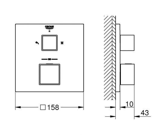 Grohe Grohtherm Cube Термостат для душа с переключателем на 2 положения верхний/ 24154000 – изображение 5