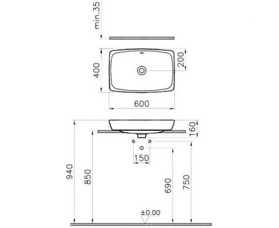 Vitra Раковина-чаша Metropole, 60 см 5668B003-0012 – изображение 5