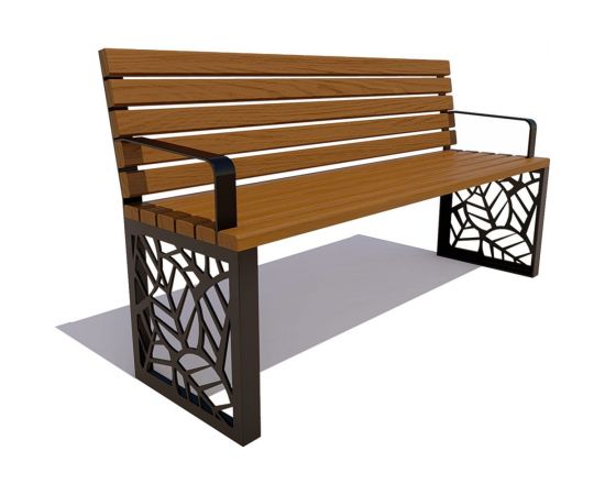 7 скамеек Скамейка «Севастополь», садово-парковая ,77035, 1,5 м., листвен., тик 77035/Б_СВ/1,5/9005/Л_ТИК 