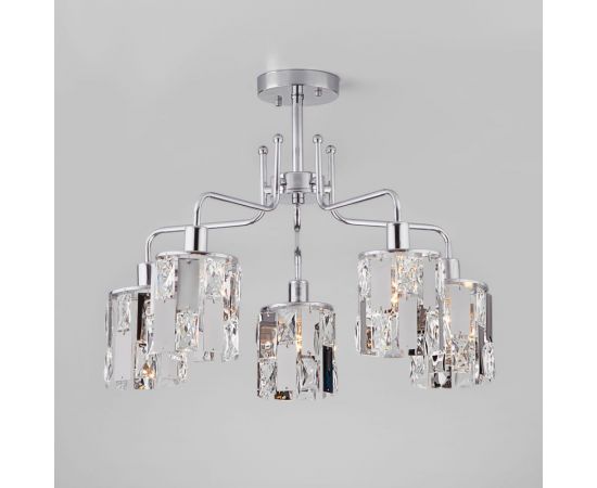 Eurosvet 10101 5 потолочный светильник хром прозрачный хрусталь Strotskis a044067 