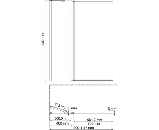 WasserKRAFT Berkel 48P02-110WHITE Fixed Стеклянная шторка на ванну 48P02-110WHITEFixed – изображение 2