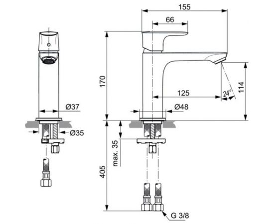 Ideal Standard Смеситель для умывальника CONNECT AIR одноручный A7015AA – изображение 2