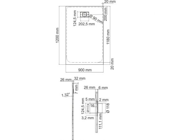 WasserKRAFT Elbe 74T07 Душевой поддон 74T07 – изображение 2