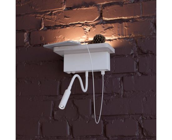 ODEON LIGHT Настенный светильник-полка с подсветкой/USB металл LED 8W WOODY 3869/8WL – изображение 3