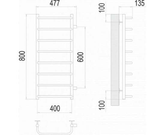 Terminus Полотенцесушитель Стандарт П8 400x800 бп600 4670078530363 – изображение 3