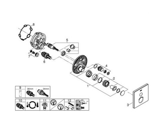 Grohe Grohtherm SmartControl Термостат для ванны/душа, комплект верхней монтажной части, 29153LS0 – изображение 4