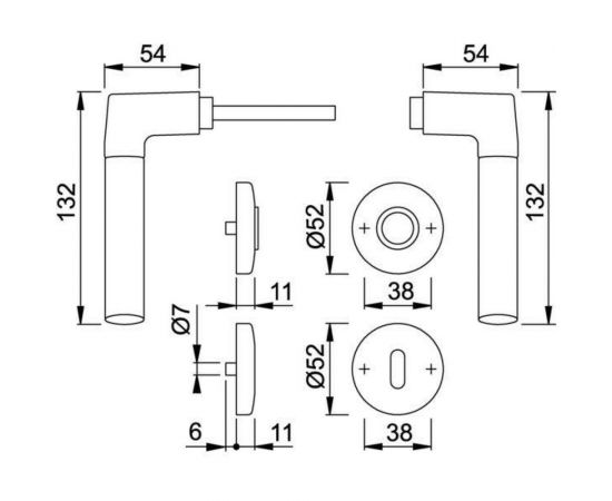 HOPPE Гарнитур M1602/19KV/19KVSBergen WC F72/F9 матовая латунь/алюм. под нержавеющую сталь, SST 65254 – изображение 8