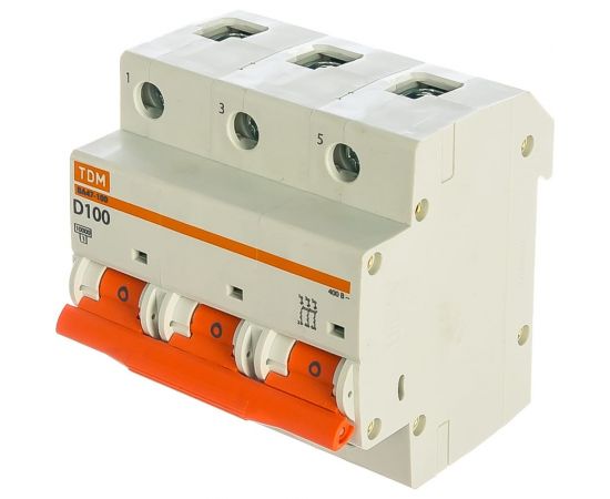 Автоматический выключатель TDM ВА47-100 3Р 100А 10кА D SQ0207-0033 