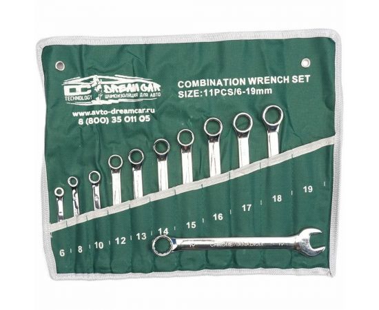 Набор накидных ключей Dreamcar зеленый, 6-19, 11 шт. DC-000-0694142 