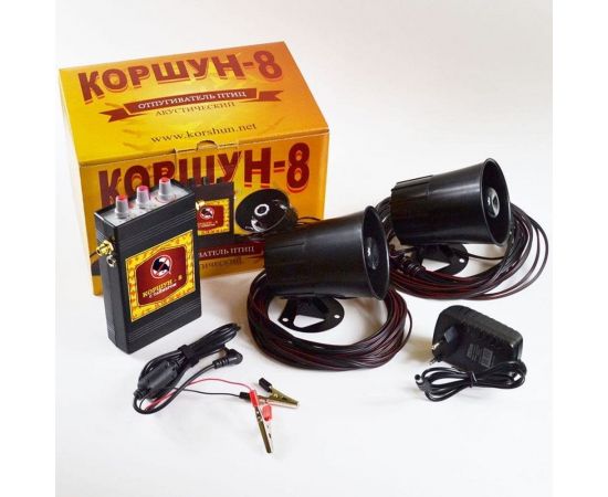 Биоакустический отпугиватель птиц Коршун Korshun-8 от мелких и врановых птиц с 2 динамиками 13 