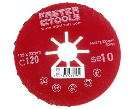 Диск шлифовальный гофрированный 125 мм, P120 FASTER TOOLS 5810 