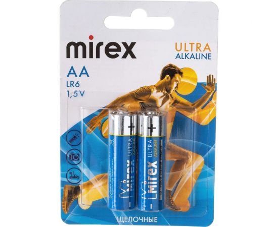Батарея Mirex, щелочная LR6 / AA 1,5V 2 шт ecopack 23702-LR6-E2 