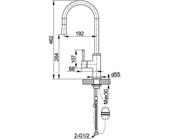 GranFest GF Смеситель для кухни Выдвижная лейка U-обр. D-35 mm бежевый 7652 беж – изображение 2