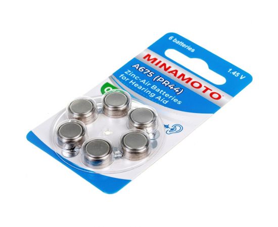 Слуховая батарейка Minamoto A675 PR44, 6 card 88675 – изображение 3