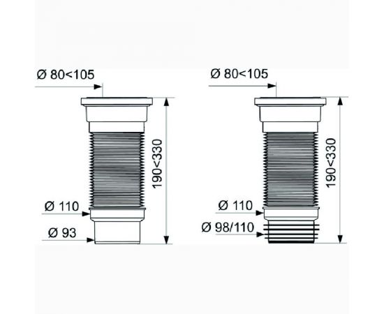 Труба для унитаза Wirquin PUSH-FIT гофр., армир., L190-330 мм, D110 мм 70984969 – изображение 6