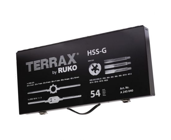 Terrax by RUKO Резьбонарезной набор M3-M20 HSS-G, 54шт A245040 – изображение 6