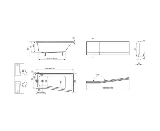 RAVAK Ванна BE HAPPY II 170х75 Р белая C951000000 – изображение 8