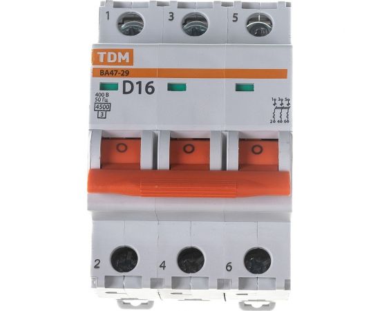 Автоматический выключатель TDM ВА47-29 3Р 16А 4.5кА D SQ0206-0173 