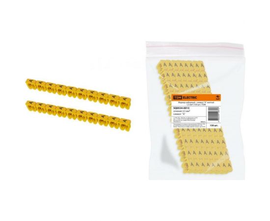 Маркер TDM наборный, символ A, желтый, 1,5 мм2, 150 штук SQ0534-0013 