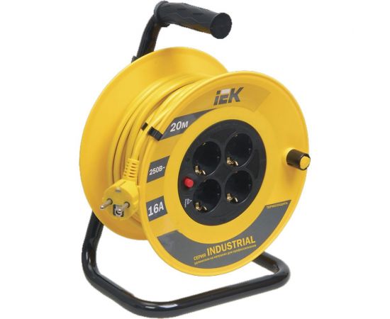 Катушка с термозащитой IEK ""Industrial"" УК20 4 места, 2Р+PЕ, 20м, 3х1,5 мм2 WKP15-16-04-20 