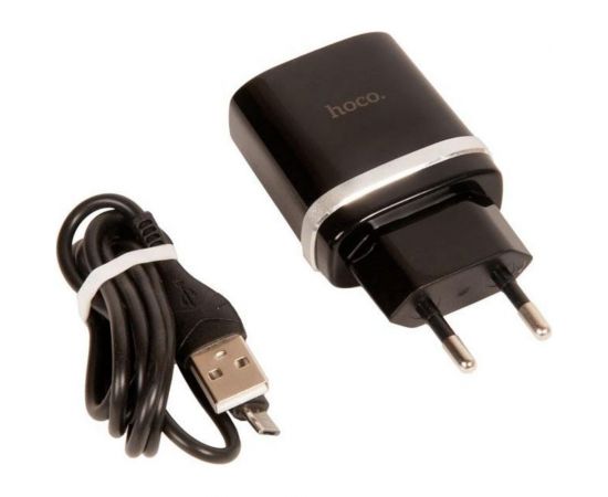 Зарядное устройство Hoco c12Q Smart QC3.0, кабель Micro USB, один порт USB, 5V, 3.0A, черный 819514 