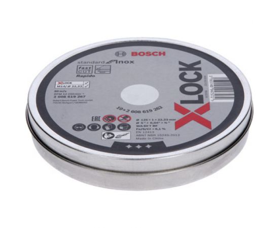 Отрезной диск по нержавеющей стали X-LOCK (125x1x22.2 мм; 10 шт.) Bosch 2608619267 