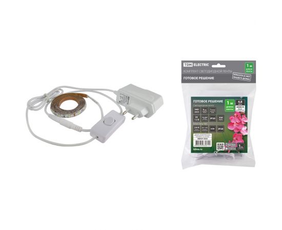 Комплект светодиодной ленты TDM SMD2835-60 LED/м-12 В-4,8 Вт/м-IP20-6000 К 1 м, 6 Вт SQ0331-0225 