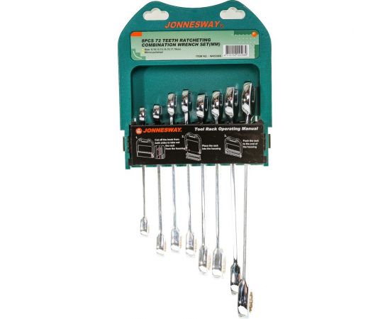 Набор комбинированных трещоточных ключей Jonnesway W45308S 