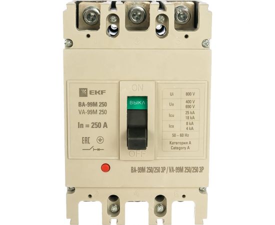 Автоматический трехполюсный выключатель EKF ВА-99М/250 250А 3ф 25кА mccb99-250-250m 