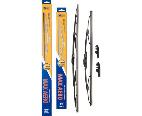 Комплект каркасных щёток стеклоочистителя KRAFT 560/480 мм, 2 адаптера KT 830882 