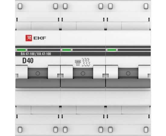 Автоматический выключатель EKF, 3P, 40А, 10kA, ВА 47-100, PROxima SQmcb47100-3-40D-pro – изображение 2