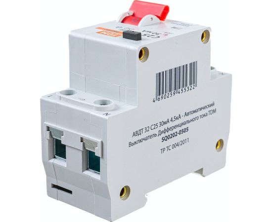 Автоматический выключатель дифференциального тока TDM 32 2P1P+N C25А 30мА 4,5кА тип АС SQ0202-0505 – изображение 2