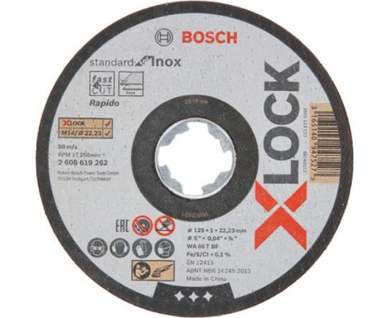 Отрезной диск по нержавеющей стали X-LOCK (125x1x22.2 мм; 10 шт.) Bosch 2608619267 – изображение 2